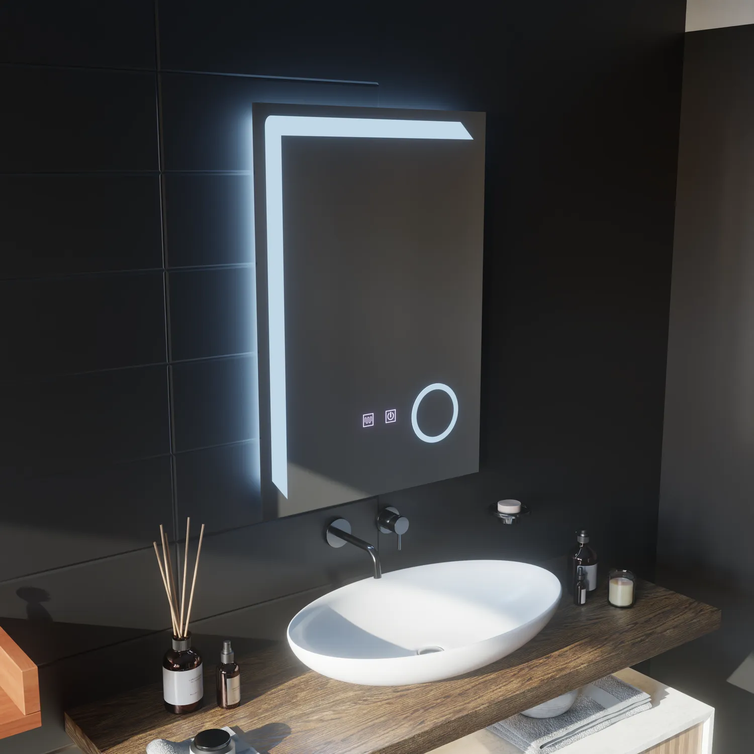 Alessandro Design Linea Touch oglinda LED 50x70cm dimabila antiaburire