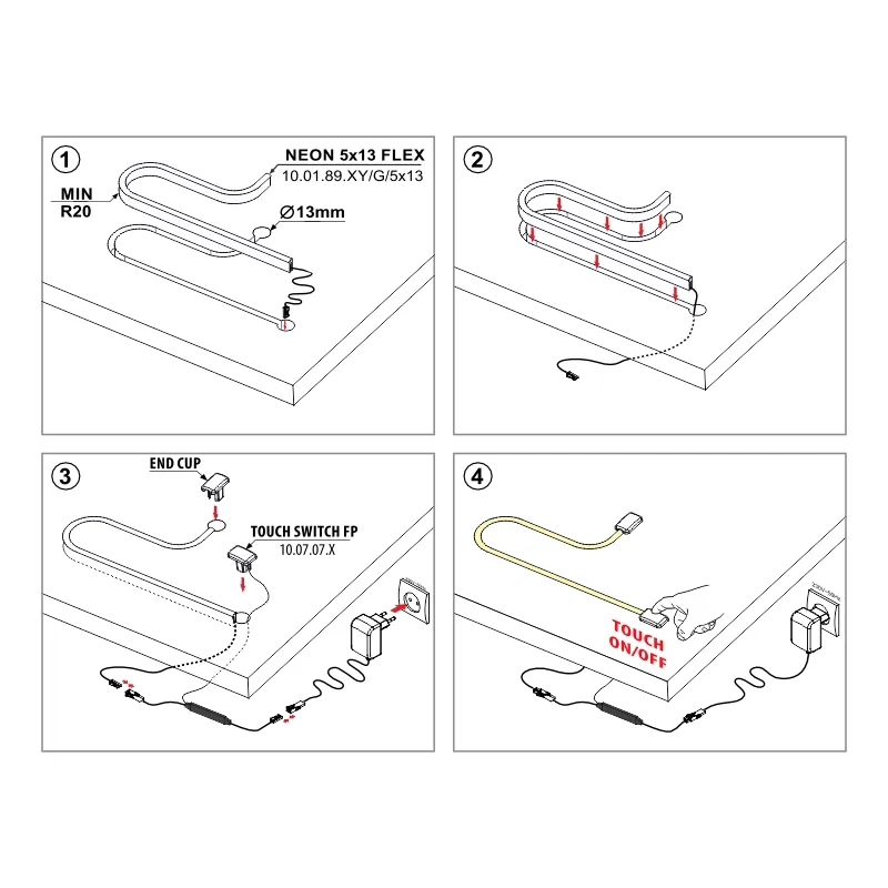 Furnika FP touch switch intrerupator neon 5x13
