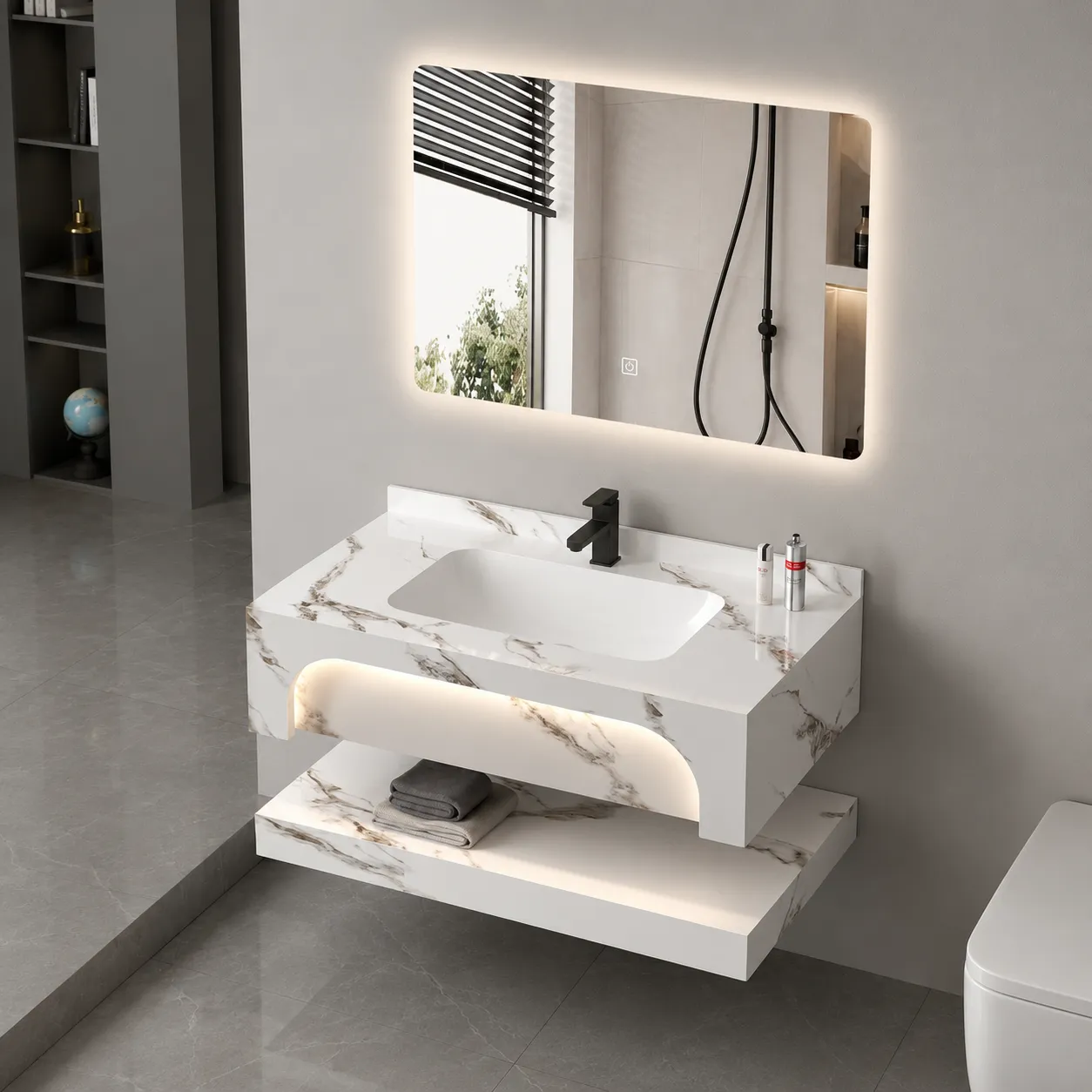 Alessandro Design Velin set mobilier baie alb 60cm 3 piese