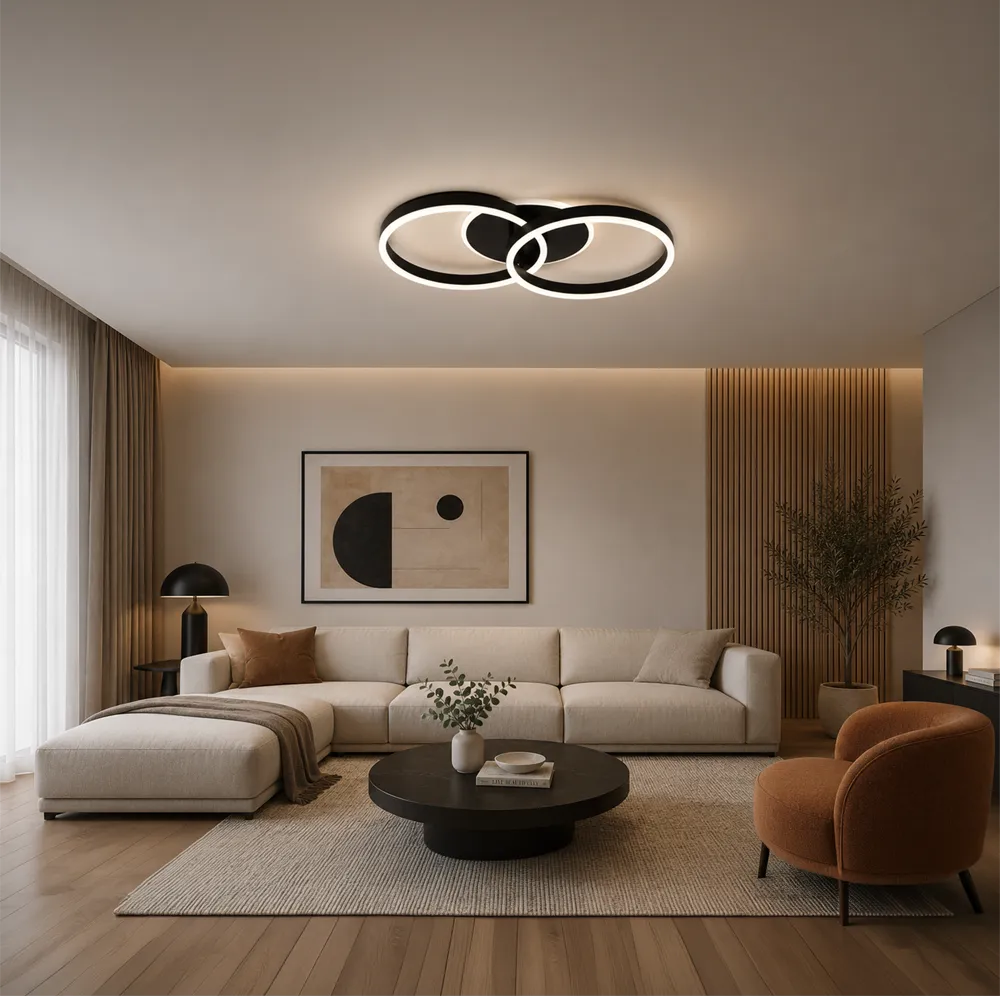 Alessandro Design Riga Lilith 34W lustra LED neagra 2 cercuri