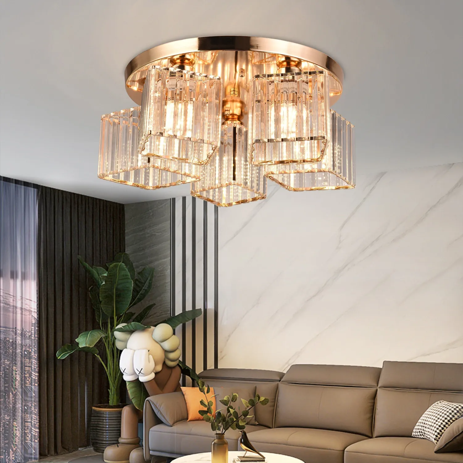 Alessandro Design Sasha LC117/5GD candelabru cu abajur auriu 5xE27