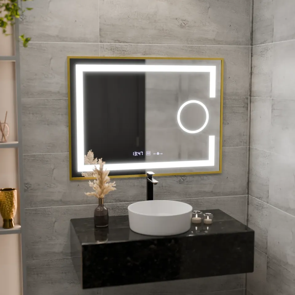Alessandro Design Eclat oglinda LED 80x60 auriu dezaburire