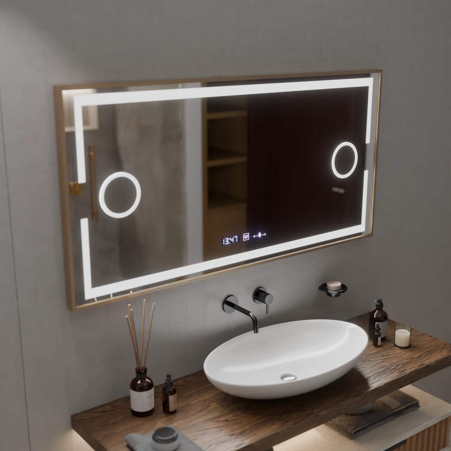Alessandro Design MotionGlow Isabell oglinda LED 120x80 rose gold