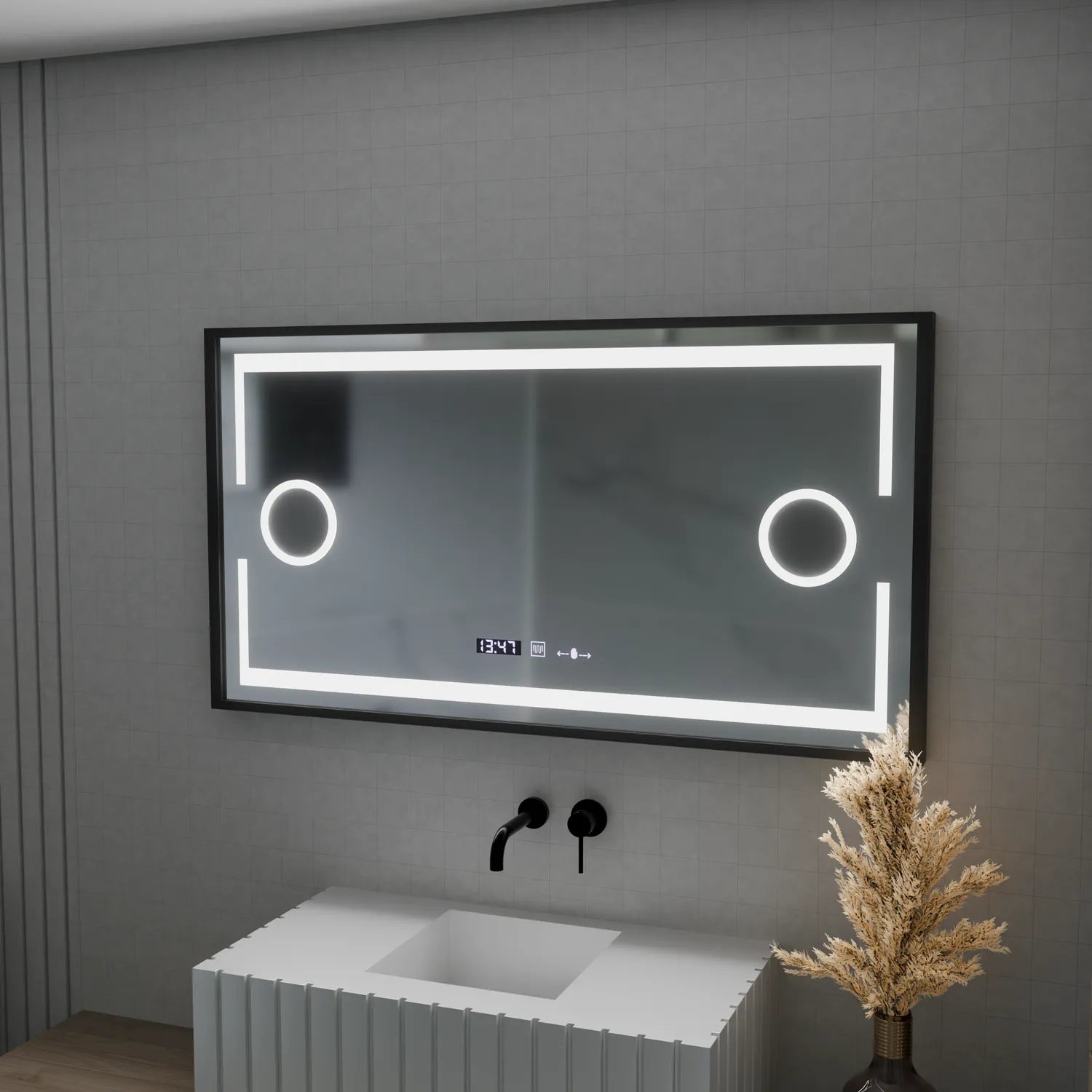 Alessandro Design Domingo oglinda LED 120x65cm neagra