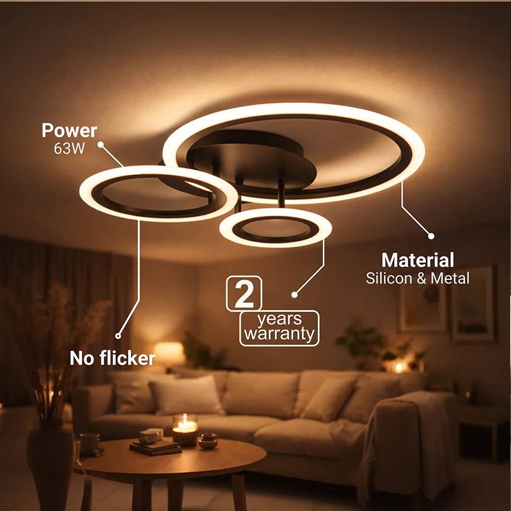 Alessandro Design Betty lustra LED neagra 40W 3 cercuri