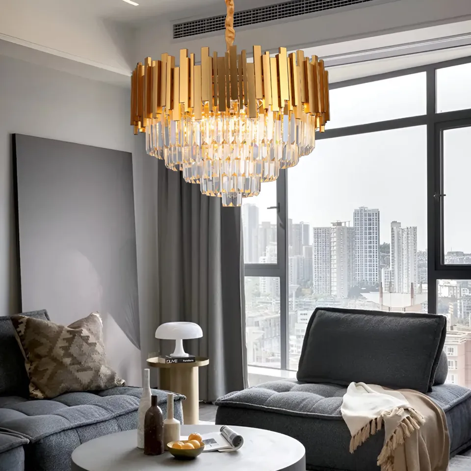 Alessandro Design BLOIS Magno candelabru cristal auriu 8xE14