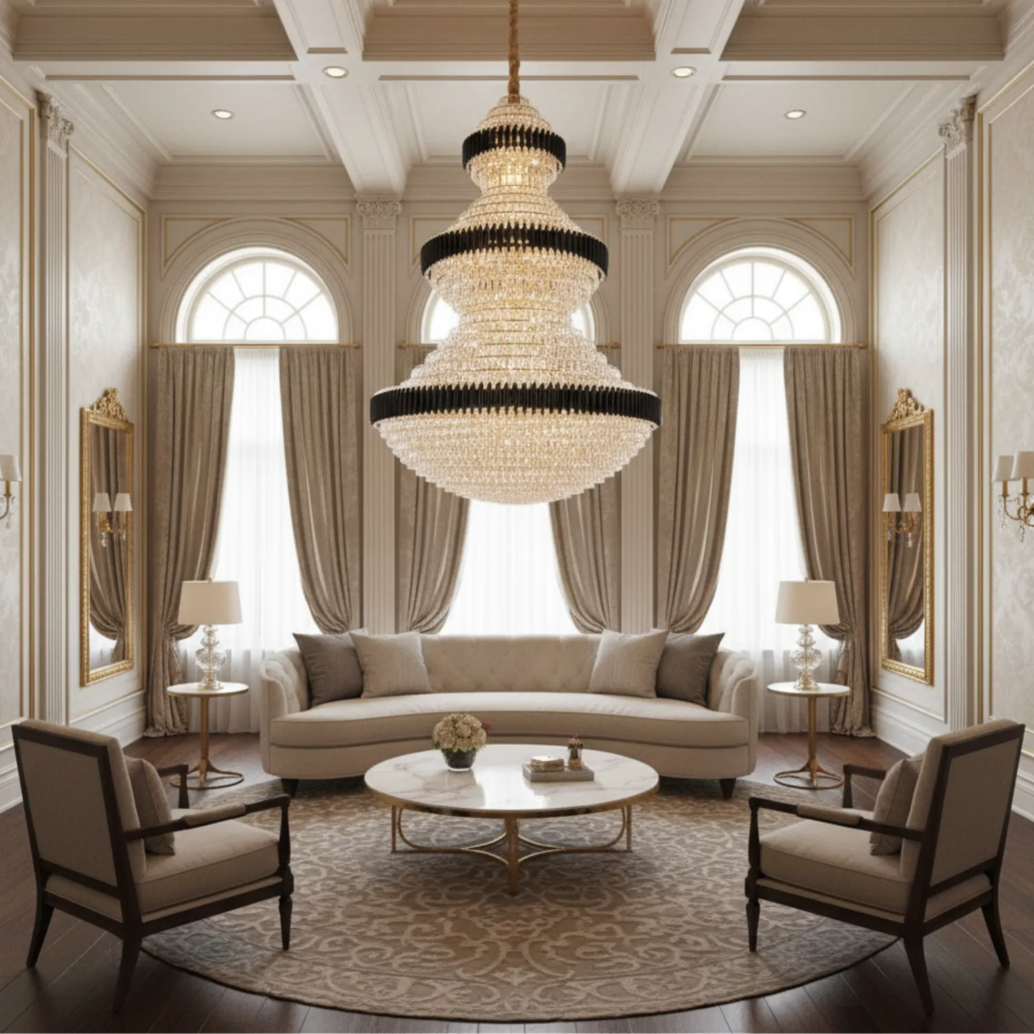 Alessandro Design TOUR Supremo 55xE14 candelabru cristal auriu-negru D100cm