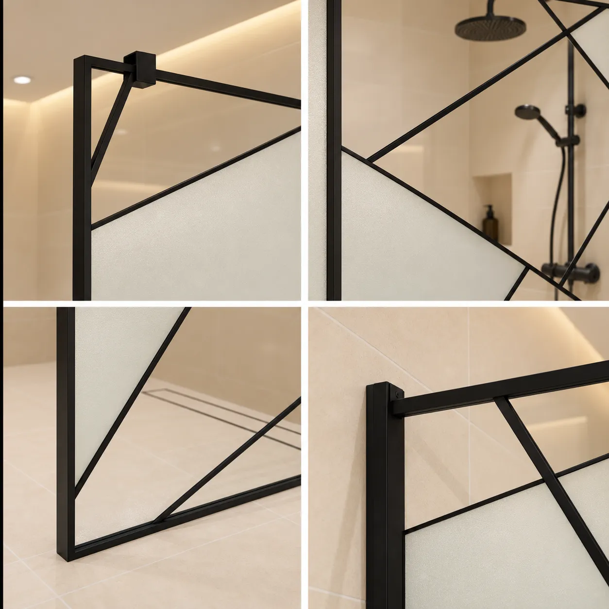 Alessandro Design SASKATCHEWAN paravan dus 100x195cm negru