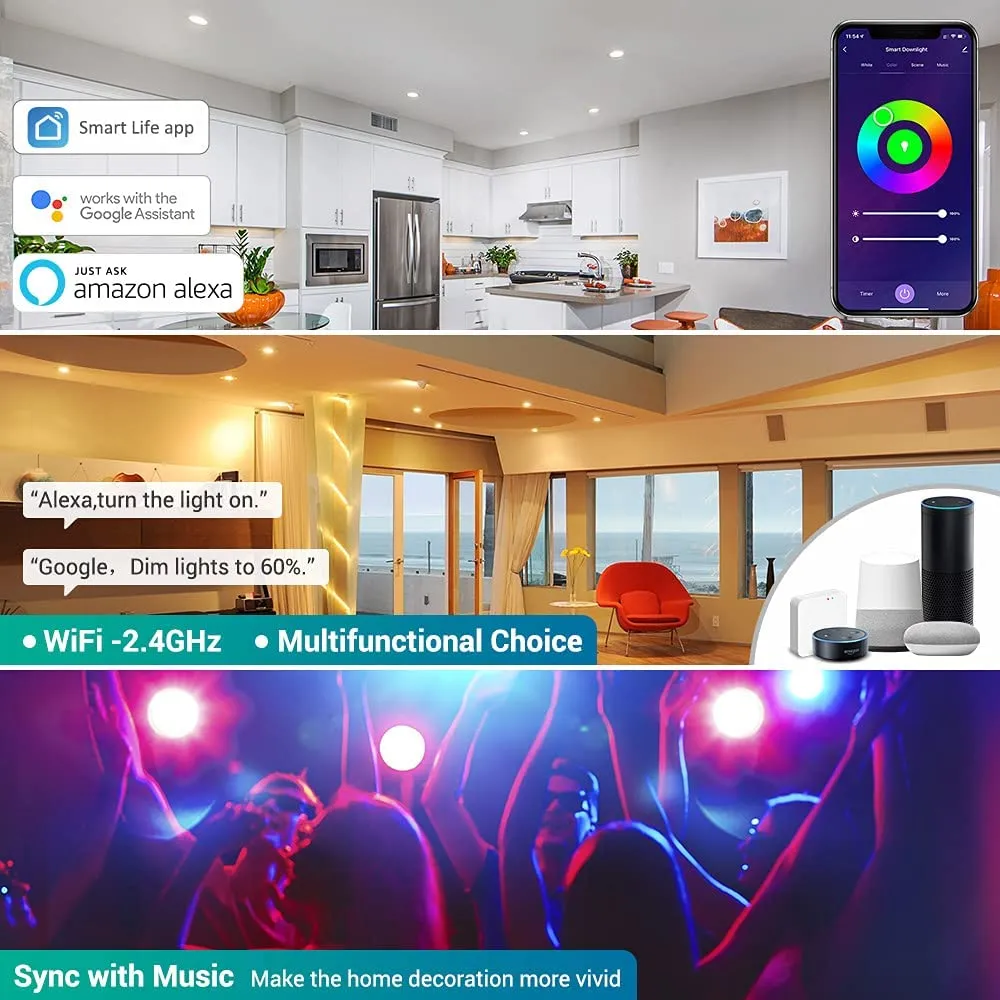 Ustellar 15W spot LED incastrabil smart 15cm 4 buc RGB