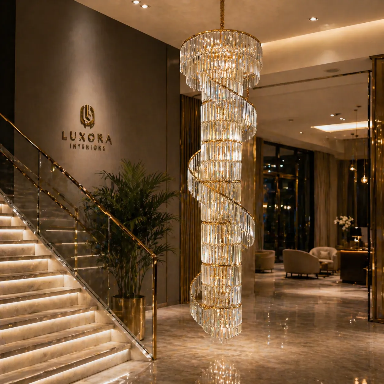 Alessandro Design SPIRO candelabru cristal 39xE14 auriu D70