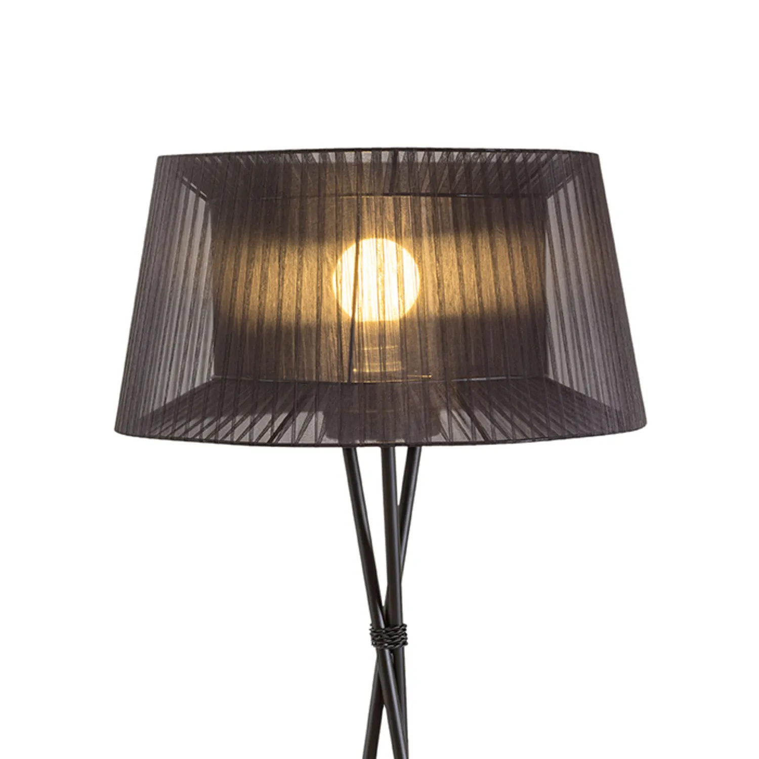 Rendl Boulogne lampa podea neagra trepied textil