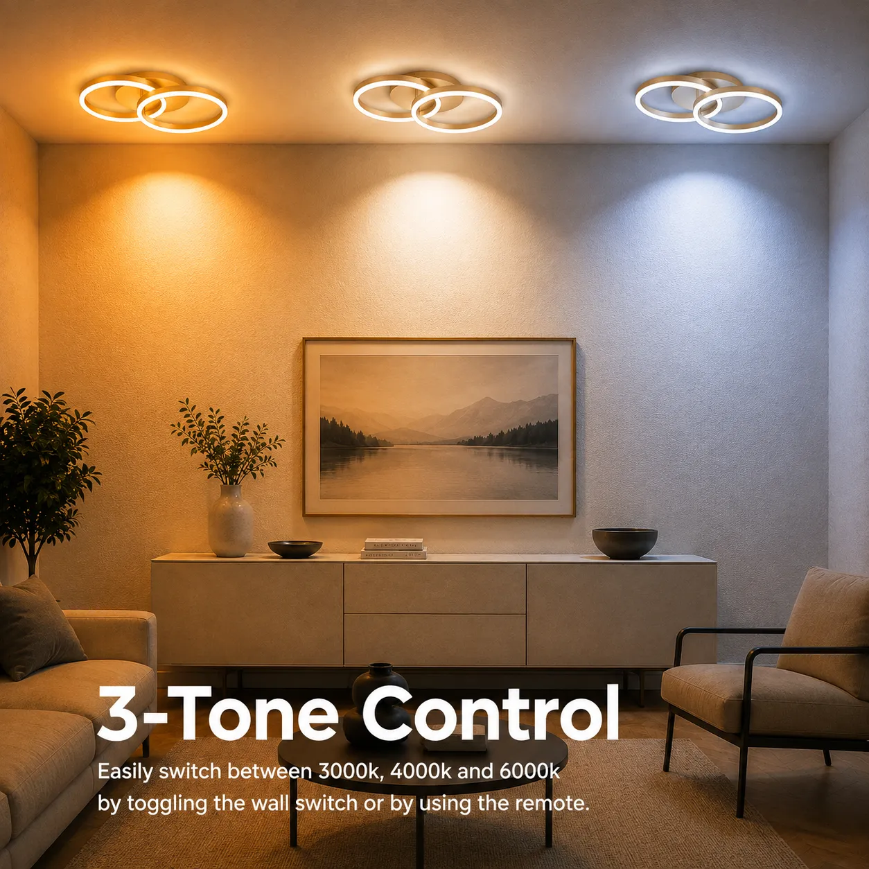 Alessandro Design Rinova 34W lustră LED aurie 2 cercuri dimabilă