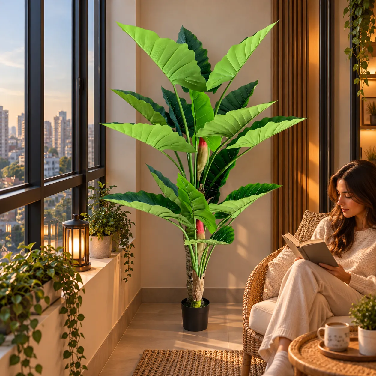Alessandro Design Alocasia plantă artificială 190cm verde 2 tije