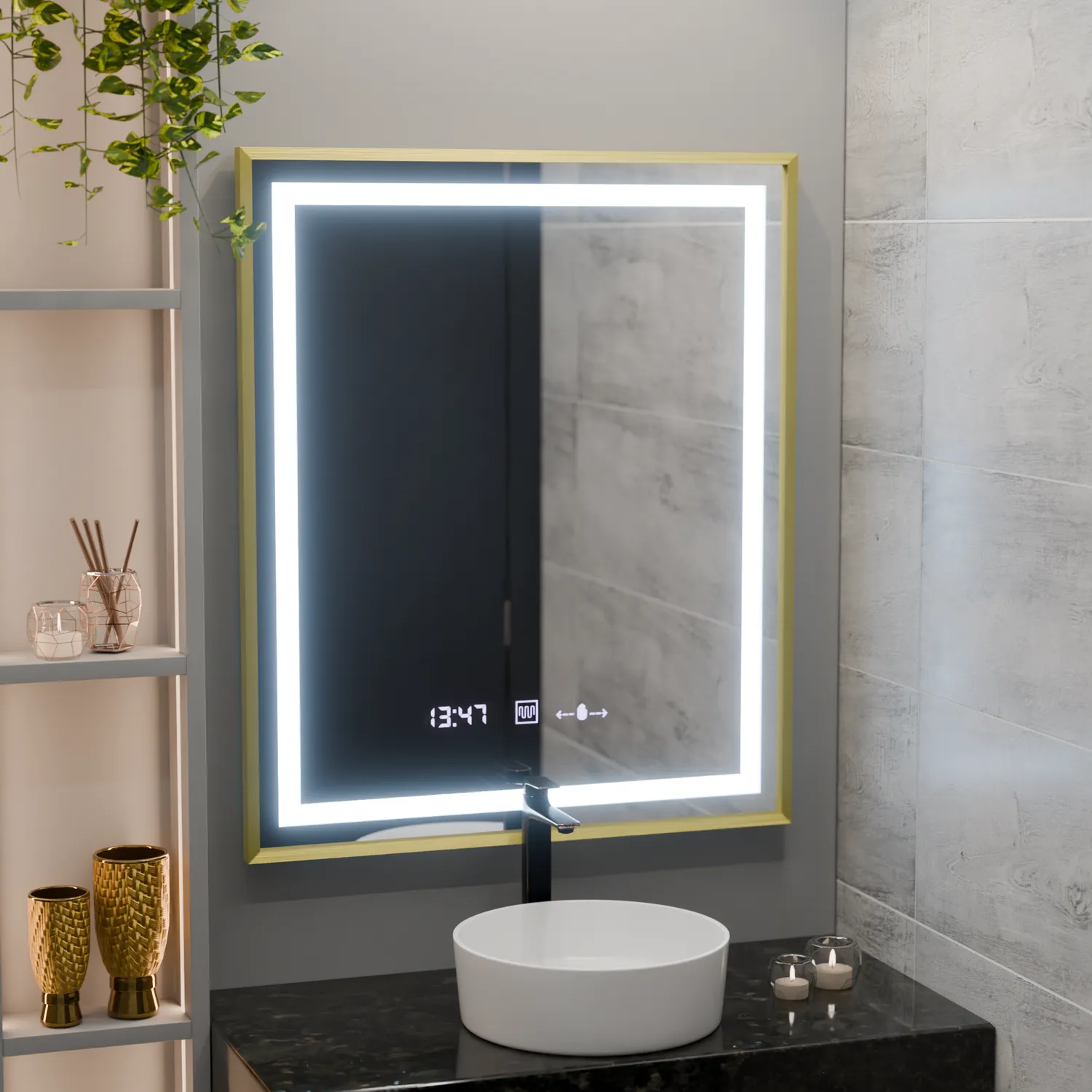 Alessandro Design Verite Royale oglinda LED aurie 75x90cm