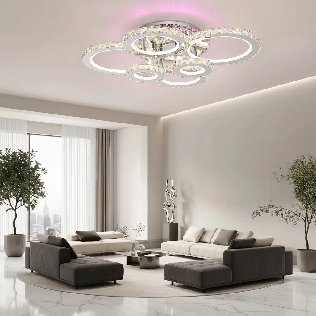 Alessandro Design Nova Rotonda lustra LED 144W crom 6 cercuri RGB