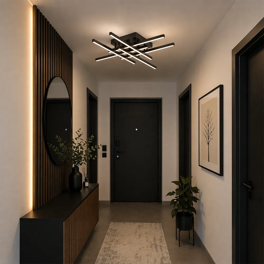 Alessandro Design Linex lustra LED 81W neagra liniara 6 brate
