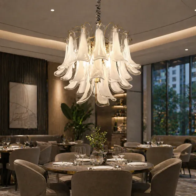 Alessandro Design Murano Regalis 17xE14 candelabru cristal alb 80 cm