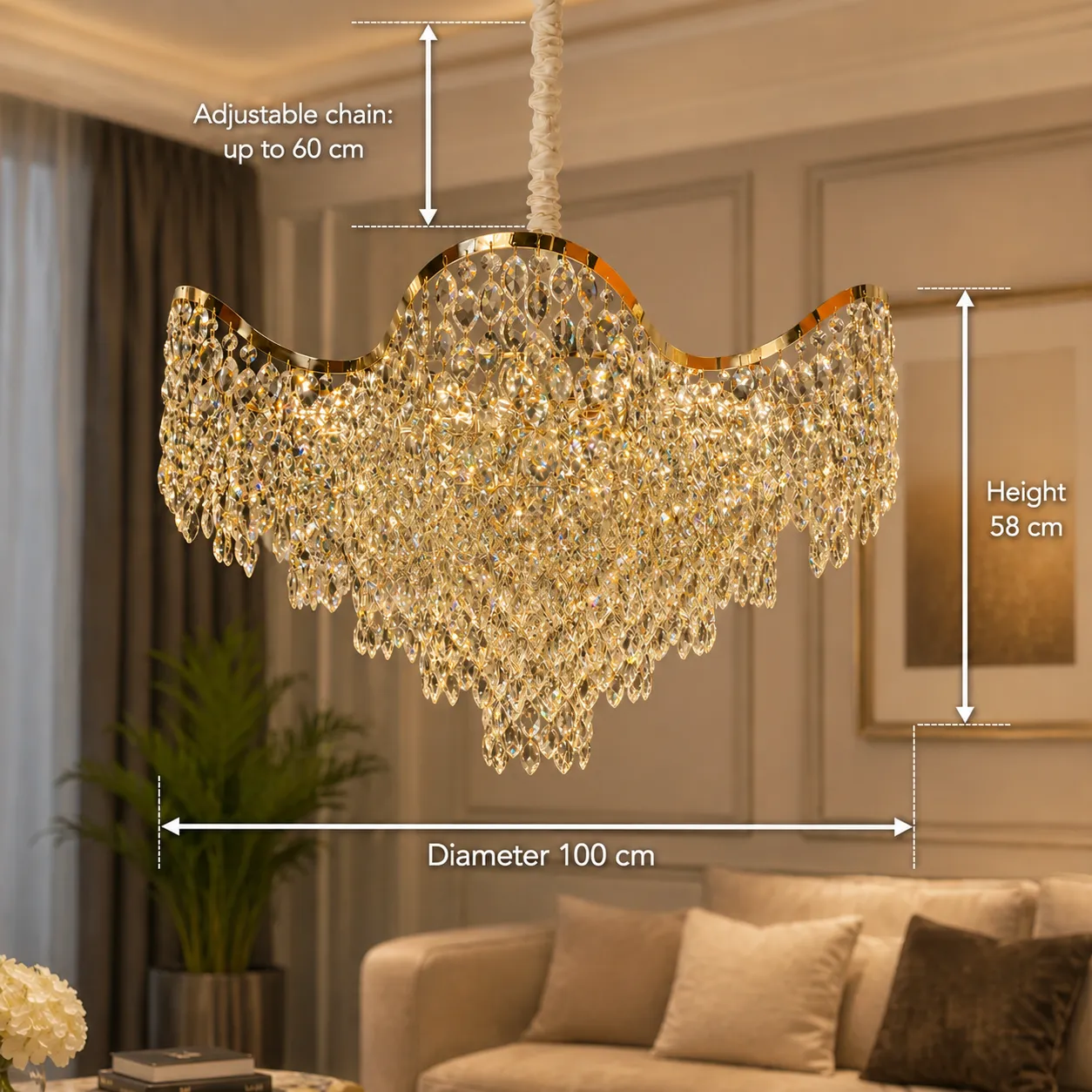 Alessandro Design Veloura Supremo candelabru cristal auriu 28xE14