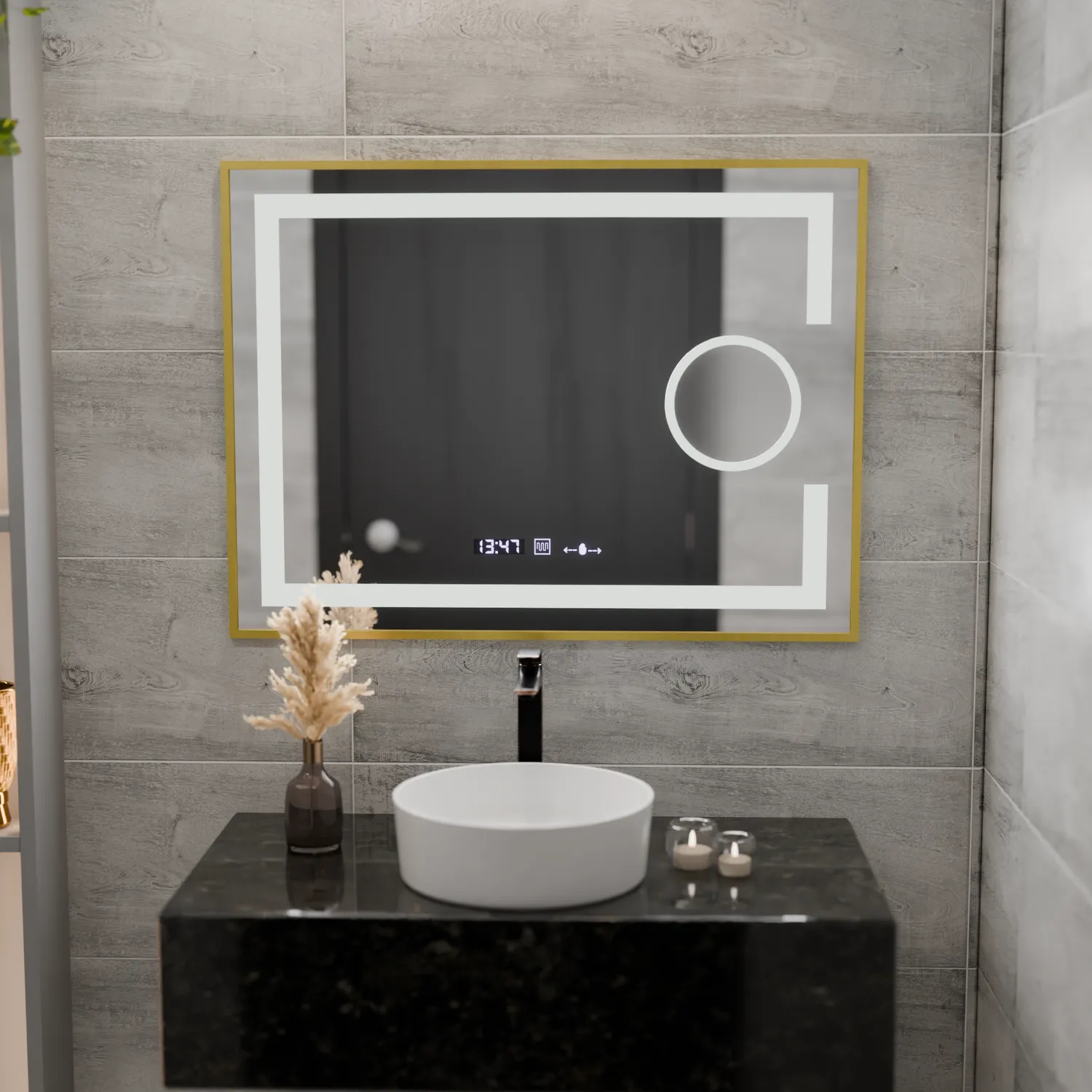 Alessandro Design Eclat oglinda LED 80x60 auriu dezaburire
