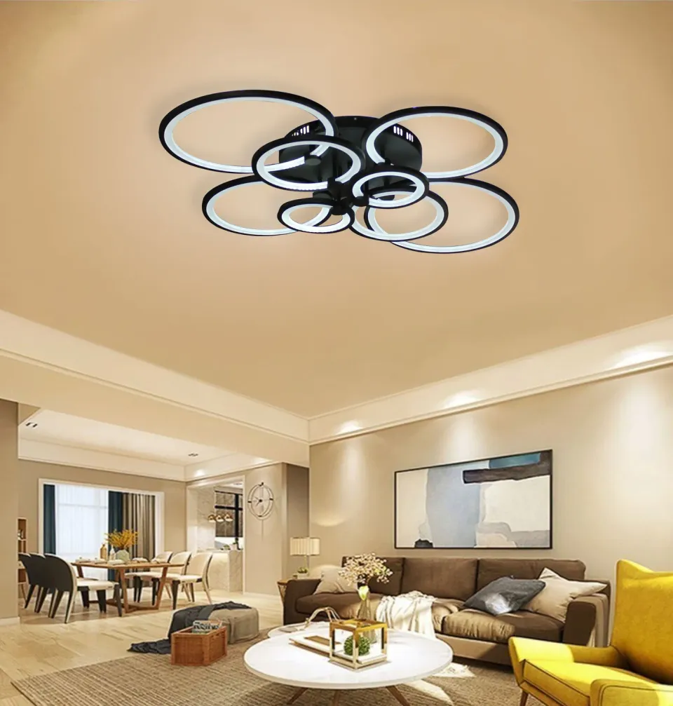 Alessandro Design ALANI lustra LED neagra 200W 8 cercuri