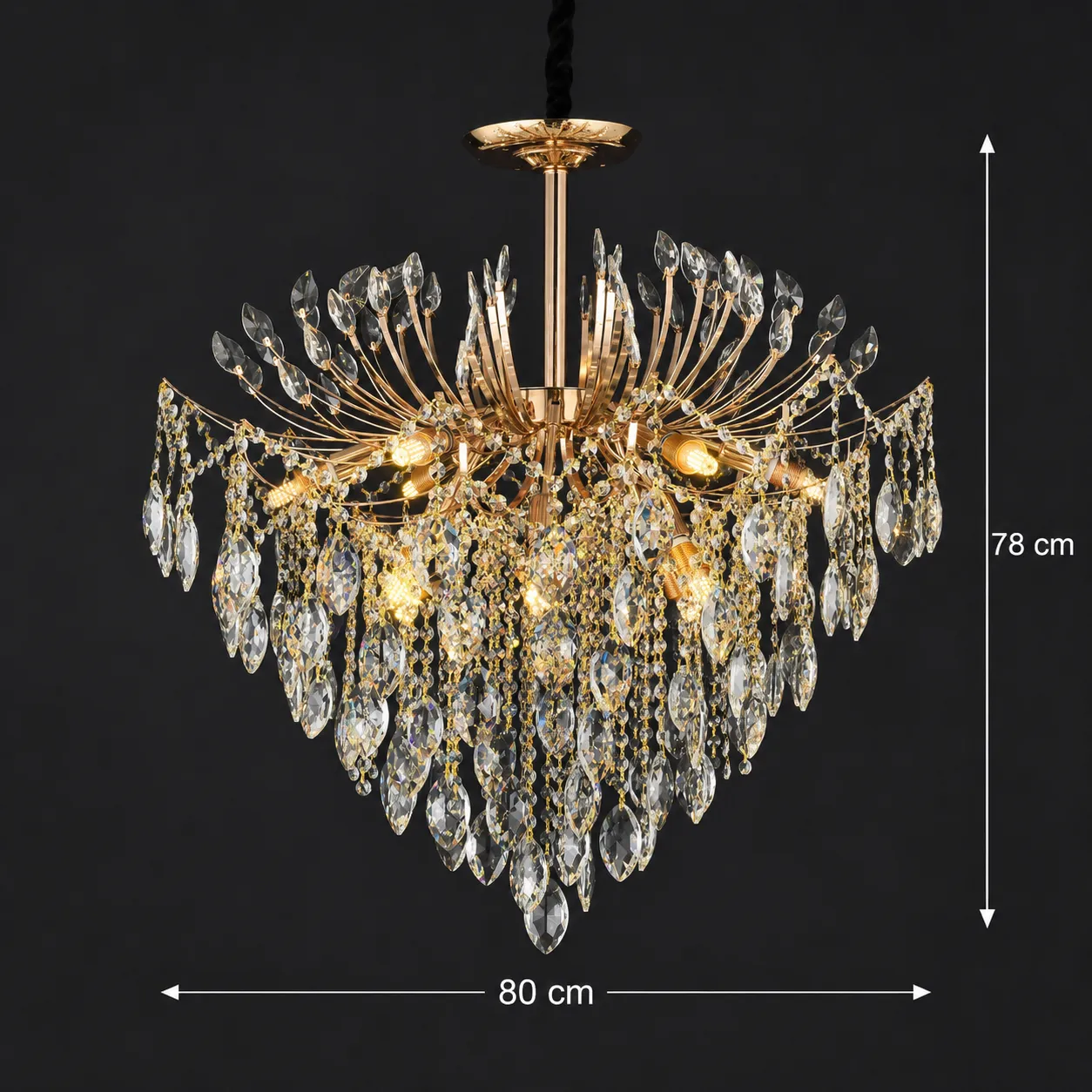 Alessandro Design Palermo Regalis candelabru cristal auriu 80cm
