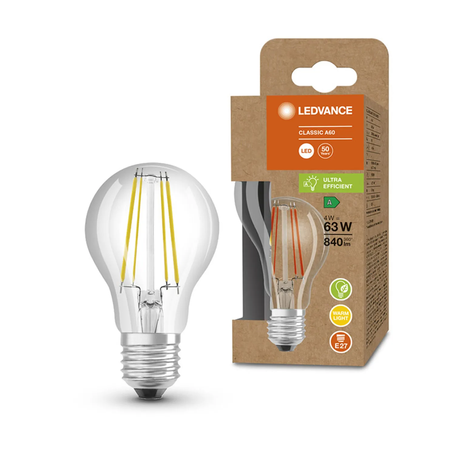 Rendl Ultra Economy bec LED E27 7,2W transparent clasa A