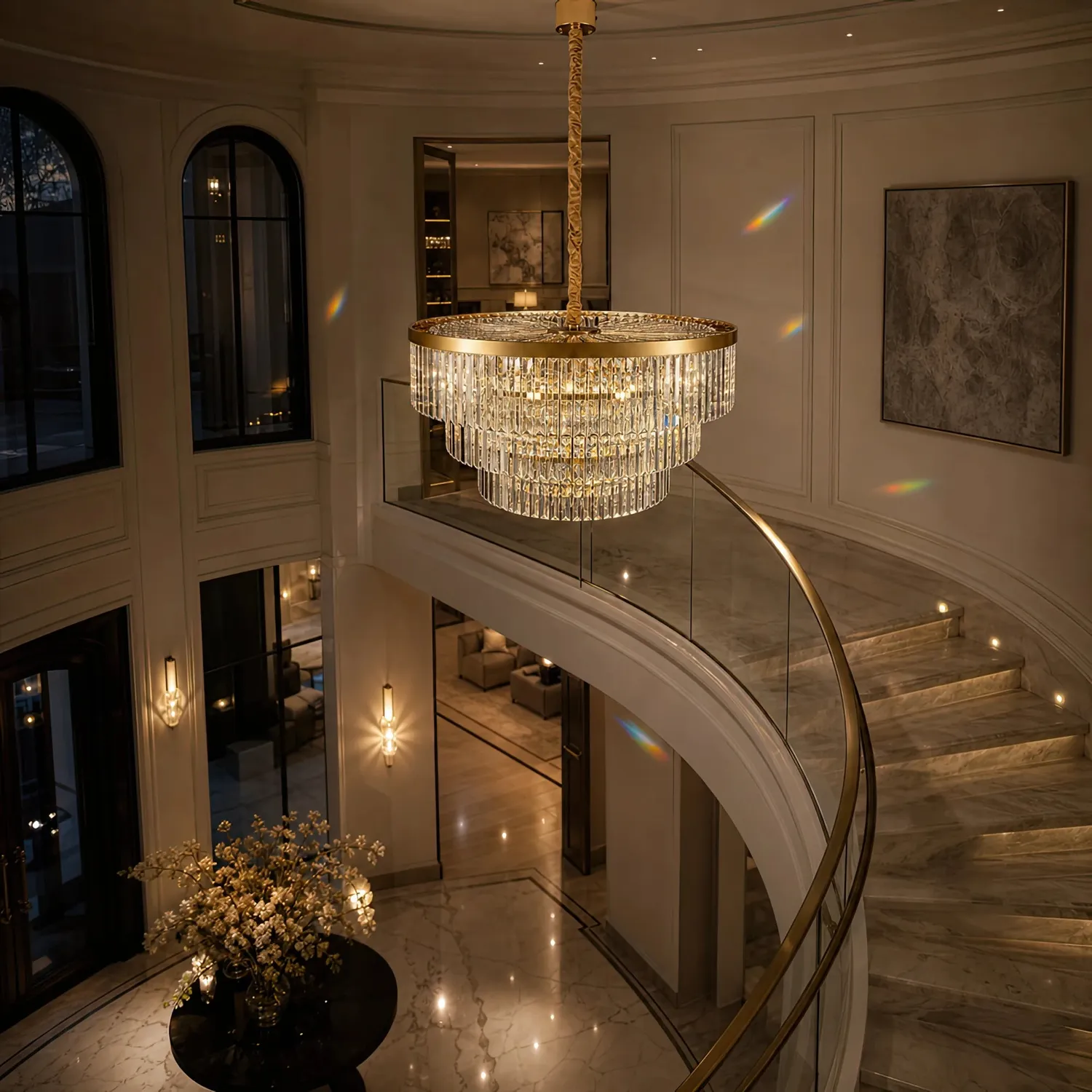Alessandro Design CHAMBORD Nobile candelabru cristal auriu mat