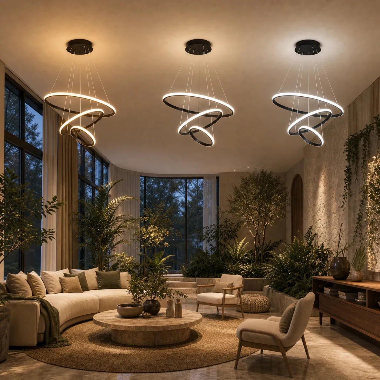 Alessandro Design Ricci 81W candelabru LED negru 3 cercuri