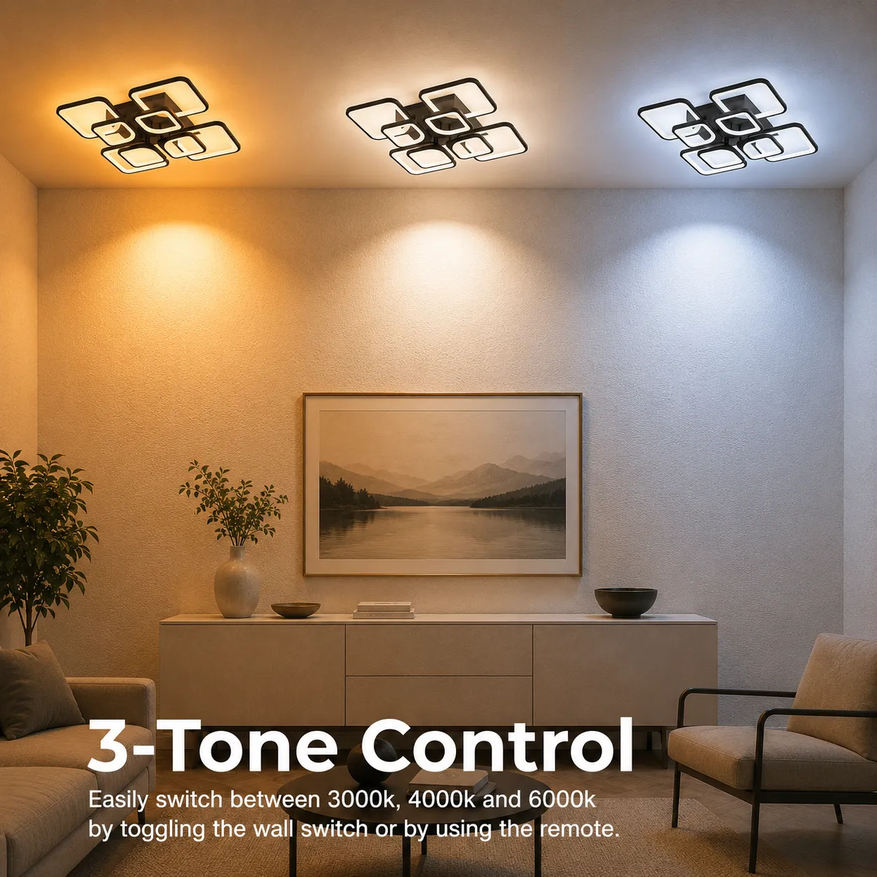 Alessandro Design Zoe lustra LED 138W neagra 8 patrate