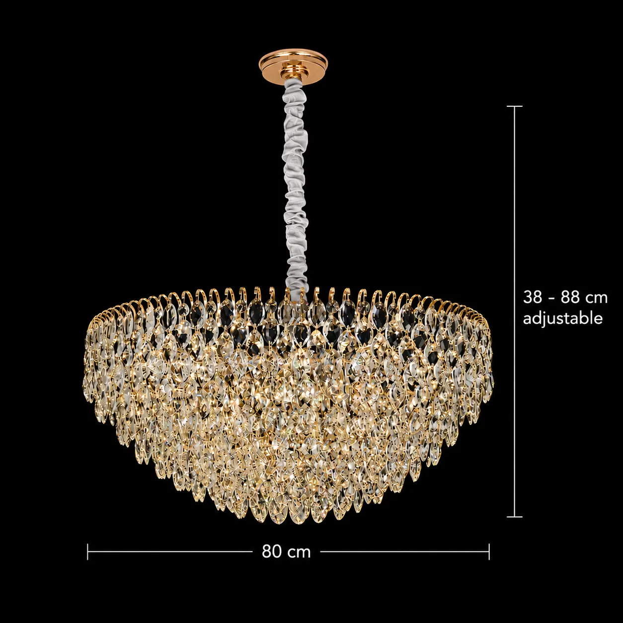 Alessandro Design Erdenet Regalis candelabru cristal auriu 80cm 22xE14