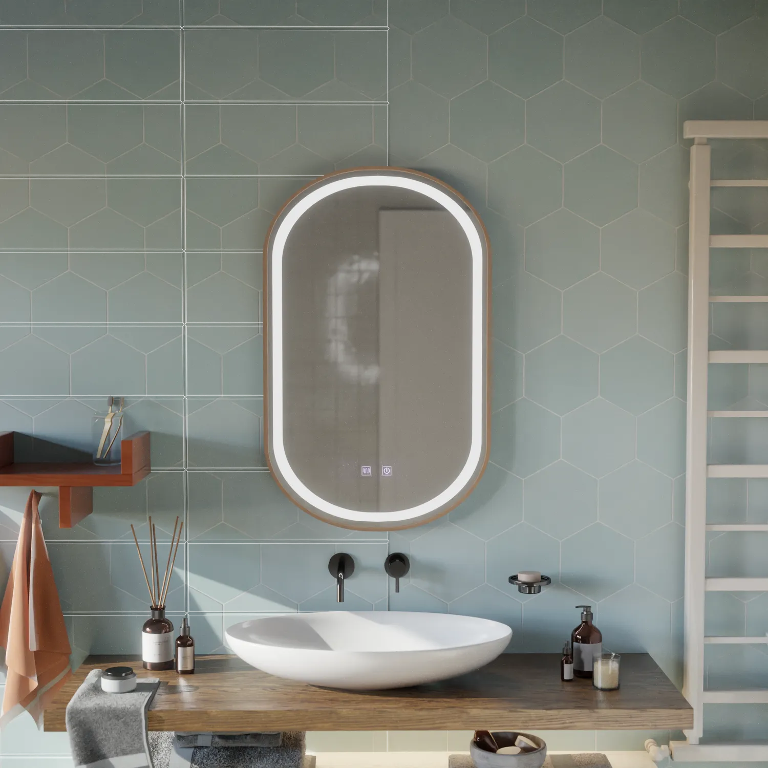 Alessandro Design Impora oglinda LED 50x80 touch rose gold