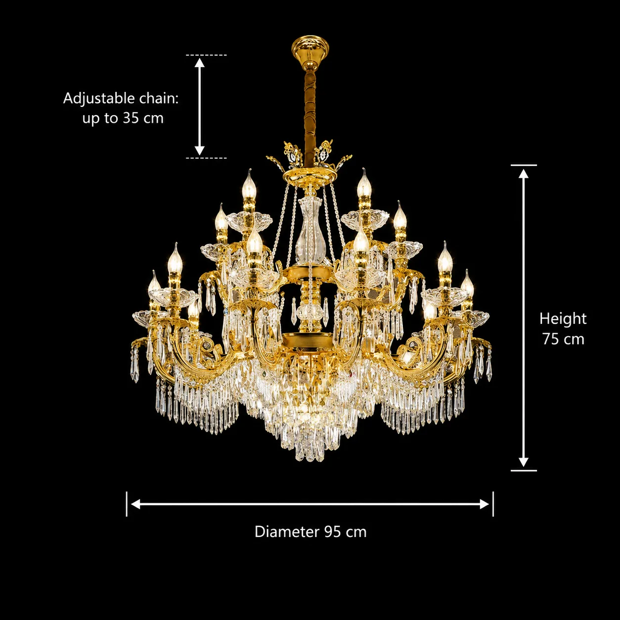 Alessandro Design candelabru cristal 19xE14 D95cm auriu