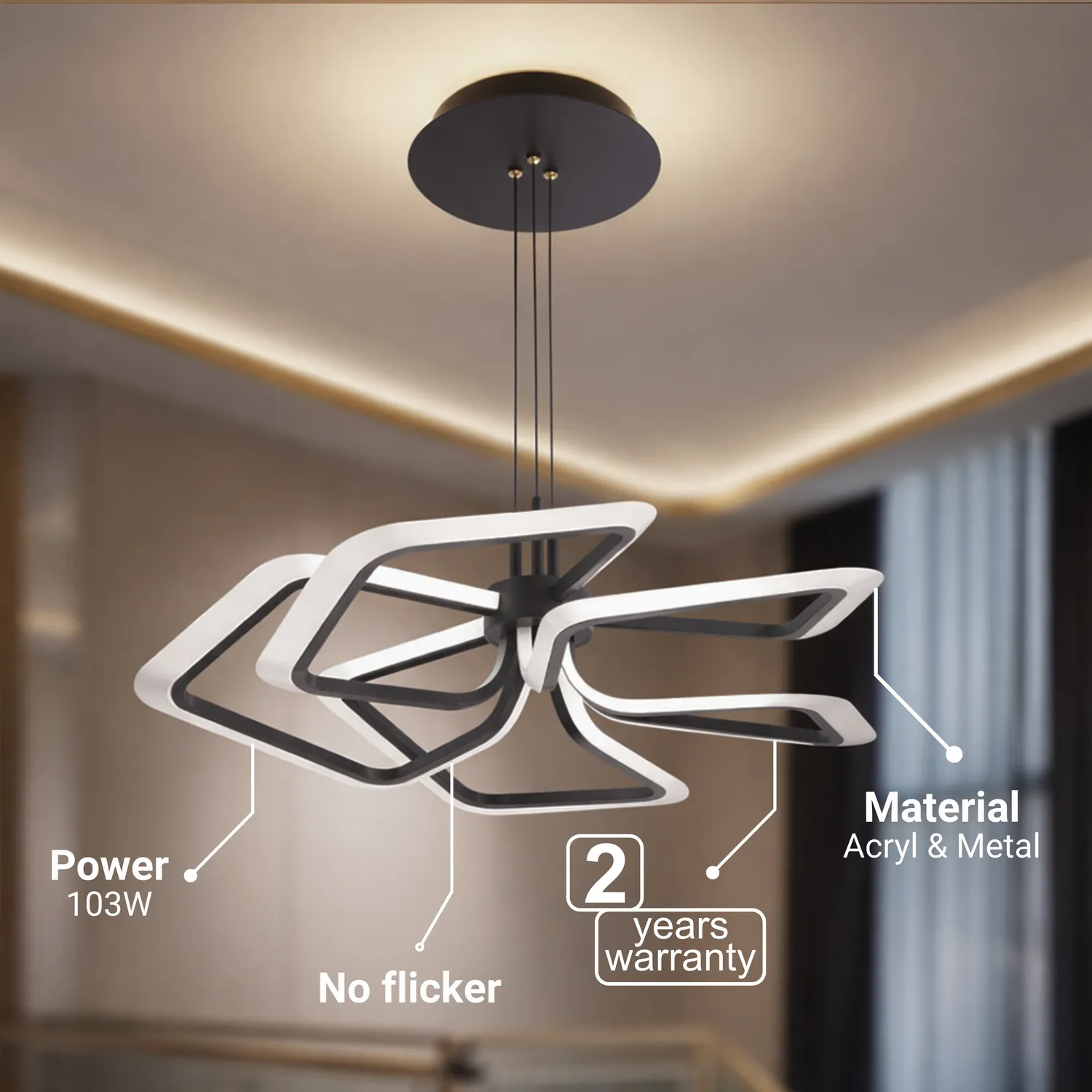 Alessandro Design Rimini lustra LED neagra 103W telecomanda