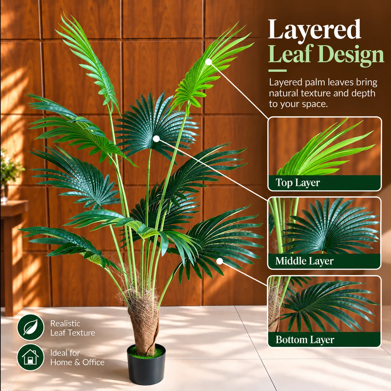 Alessandro Design Livistona palmier artificial 160cm 10 frunze