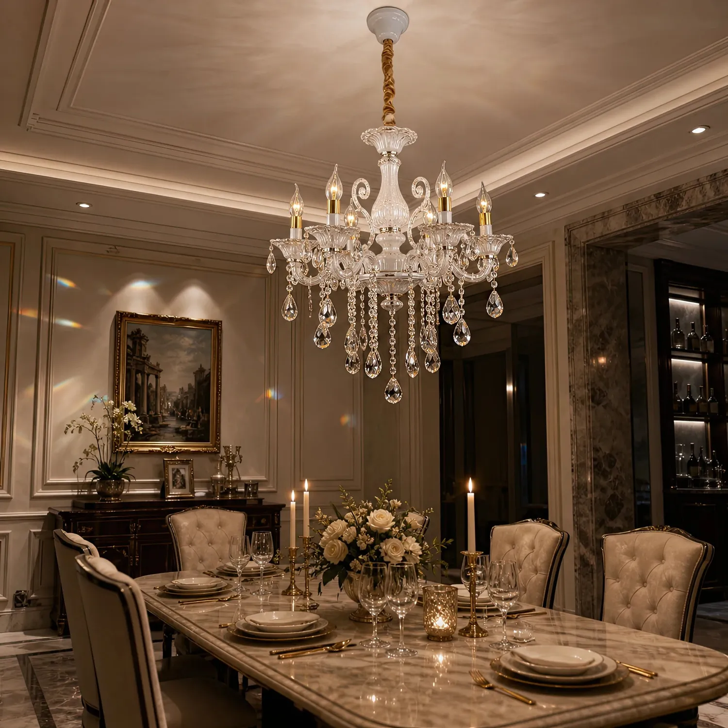 Alessandro Design Sanssouci candelabru cristal 6xE14 argintiu
