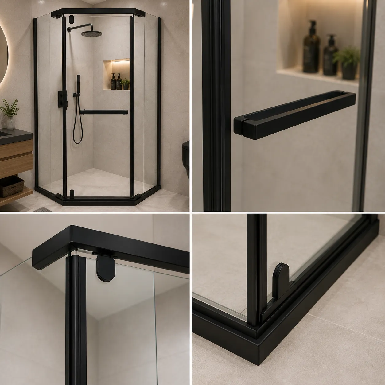 Alessandro Design Walk-In 90x90x190 paravan dus sticla negru