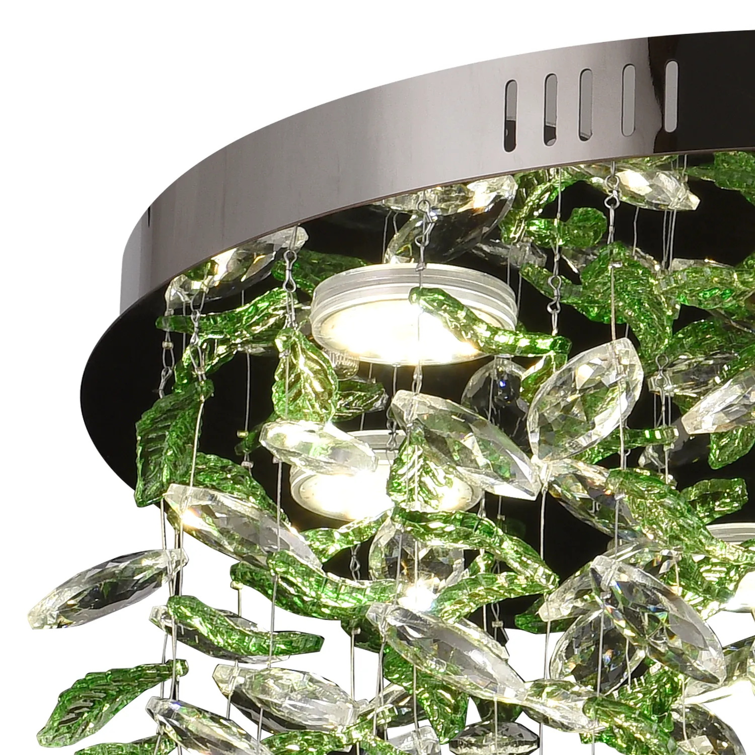 Alessandro Design LLC211/550GN candelabru LED rotund cristale verzi
