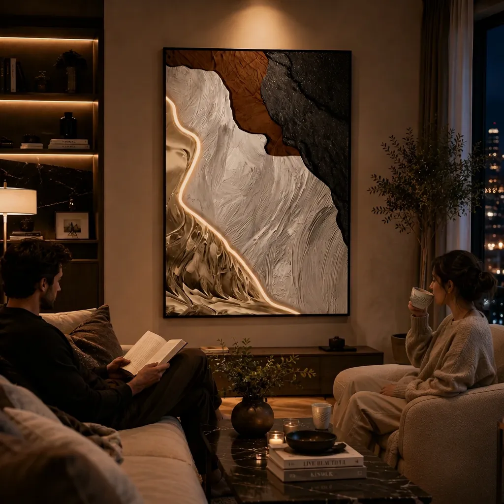 Alessandro Design River of Gold tablou decorativ LED 80x120