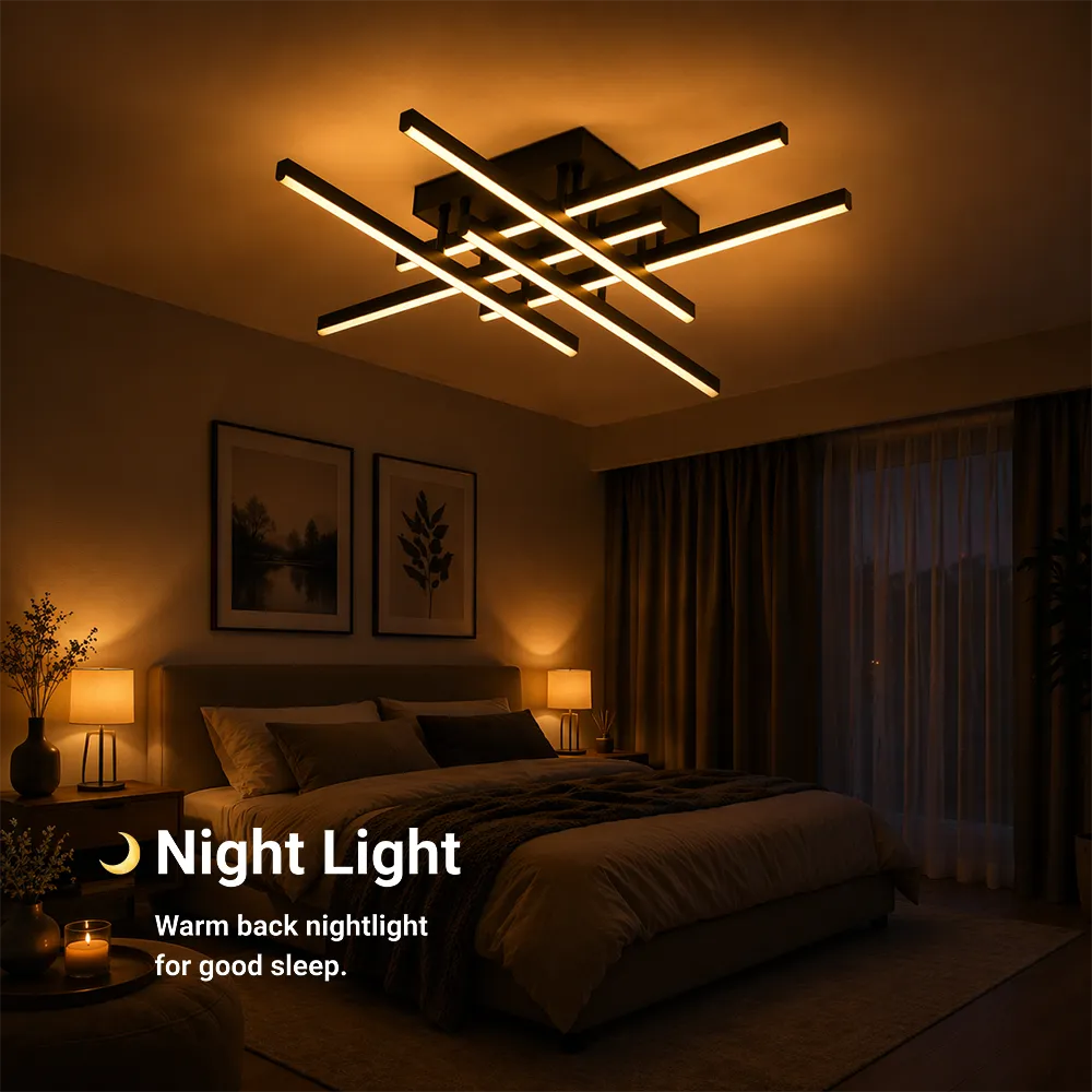 Alessandro Design Linex lustra LED 81W neagra liniara 6 brate