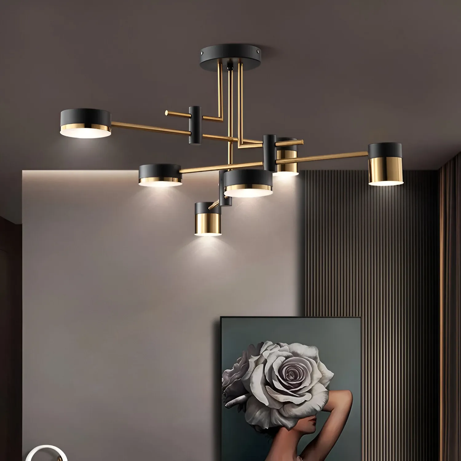 Alessandro Design Ionitus 72W lustra LED negru-auriu 3 culori