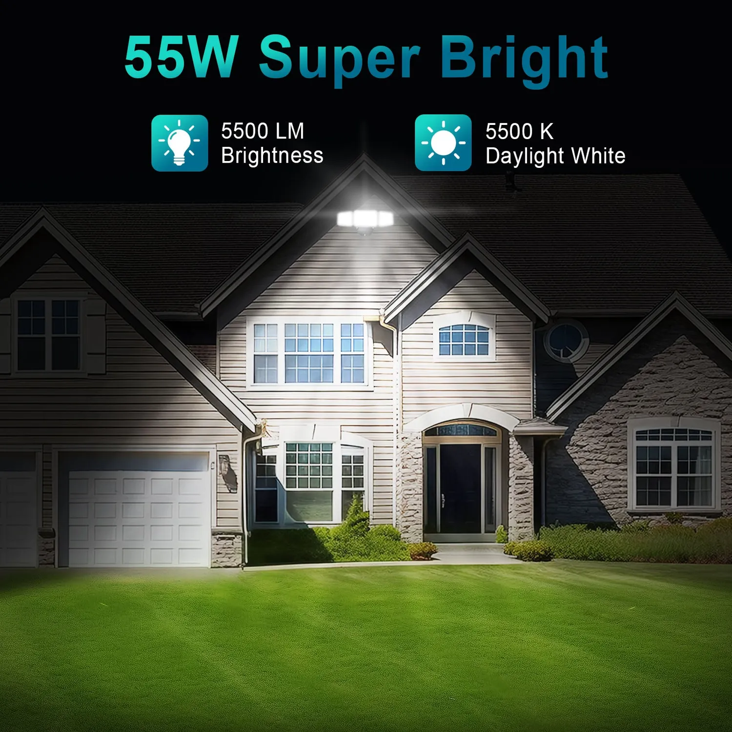 Ustellar lampă securitate LED 55W 5500lm 2 buc cu priză