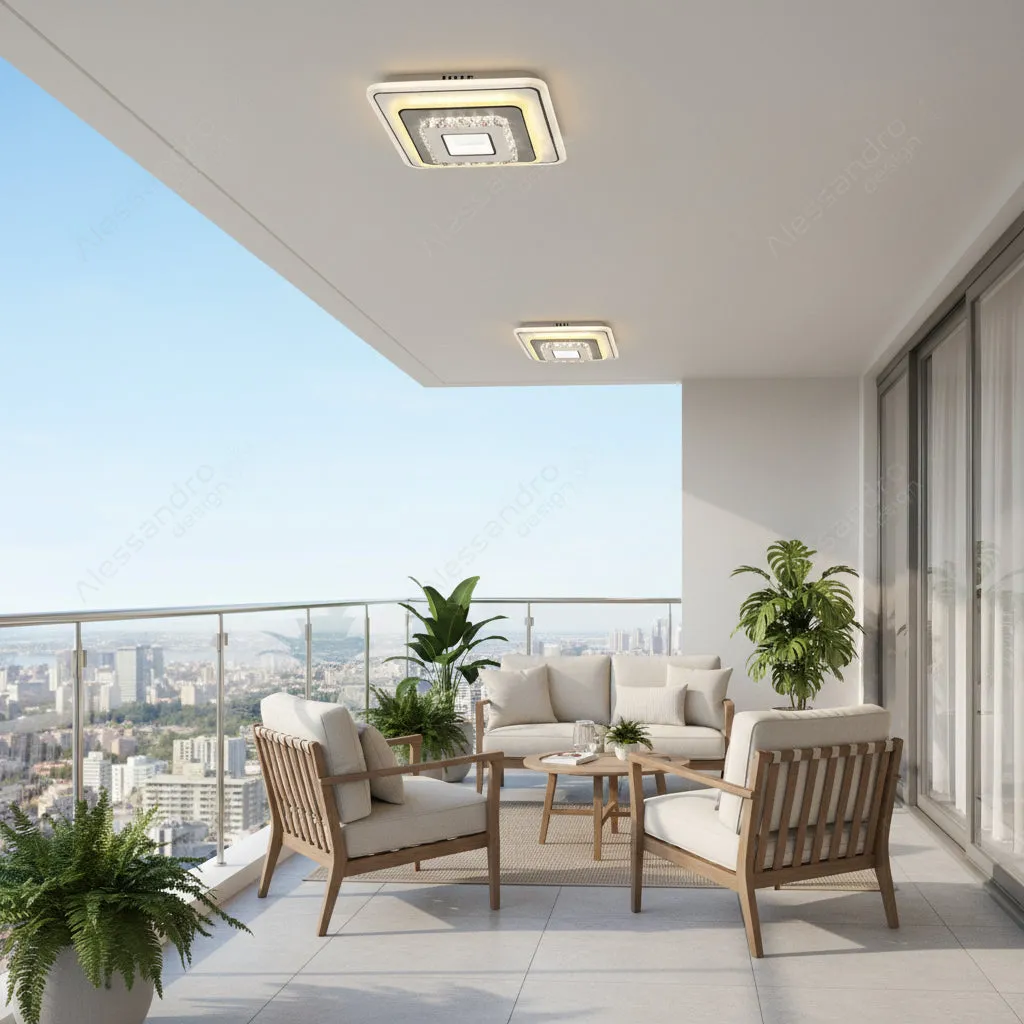 Alessandro Design MITA lustra LED 39W patrata 20x20cm alba