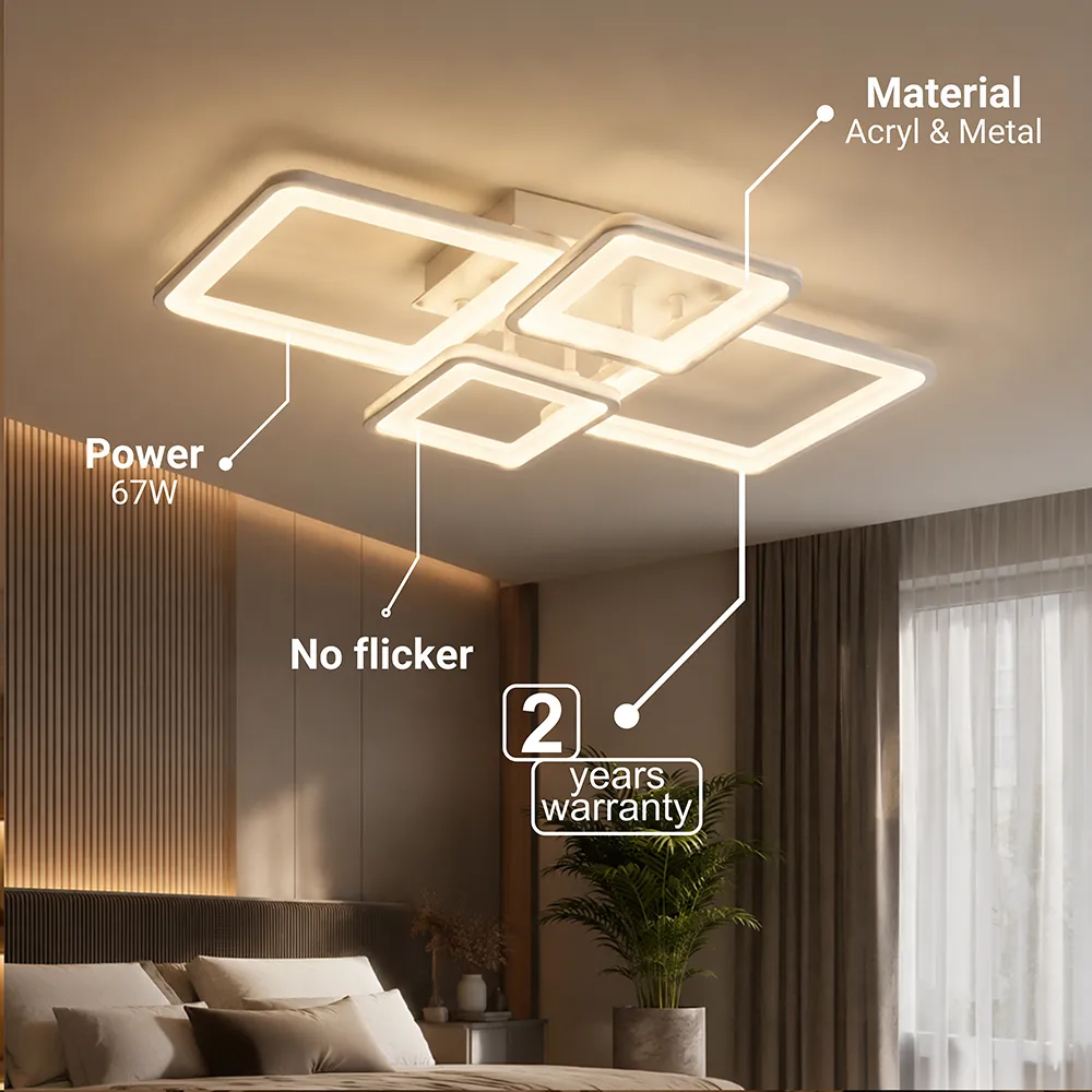 Alessandro Design Ella lustra LED 67W alba 4 patrate dimabila