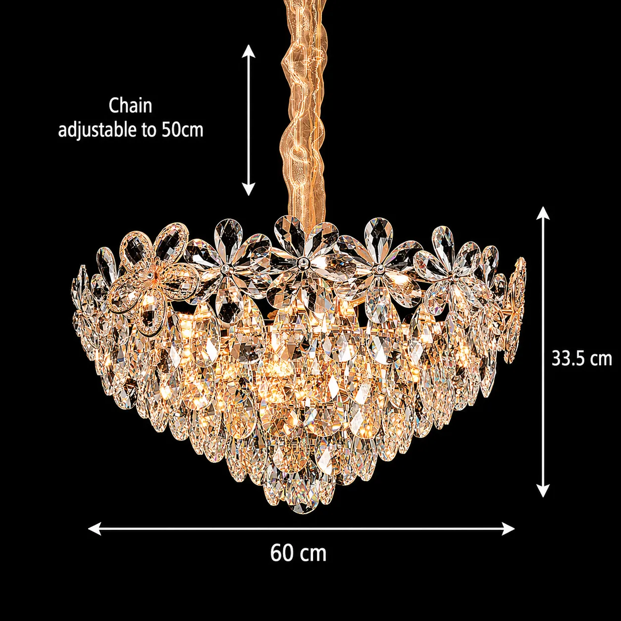 Alessandro Design Magno candelabru cristal auriu 11xE14 60cm