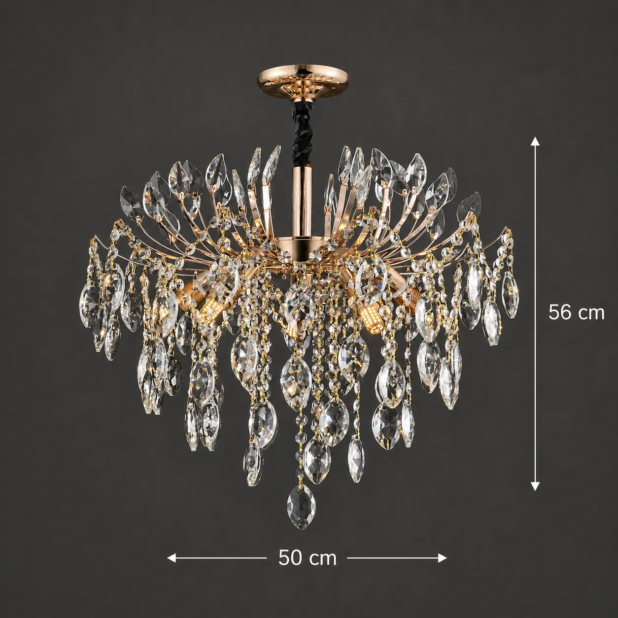 Alessandro Design Palermo Eleganza 5xE14 candelabru cristal auriu 50cm