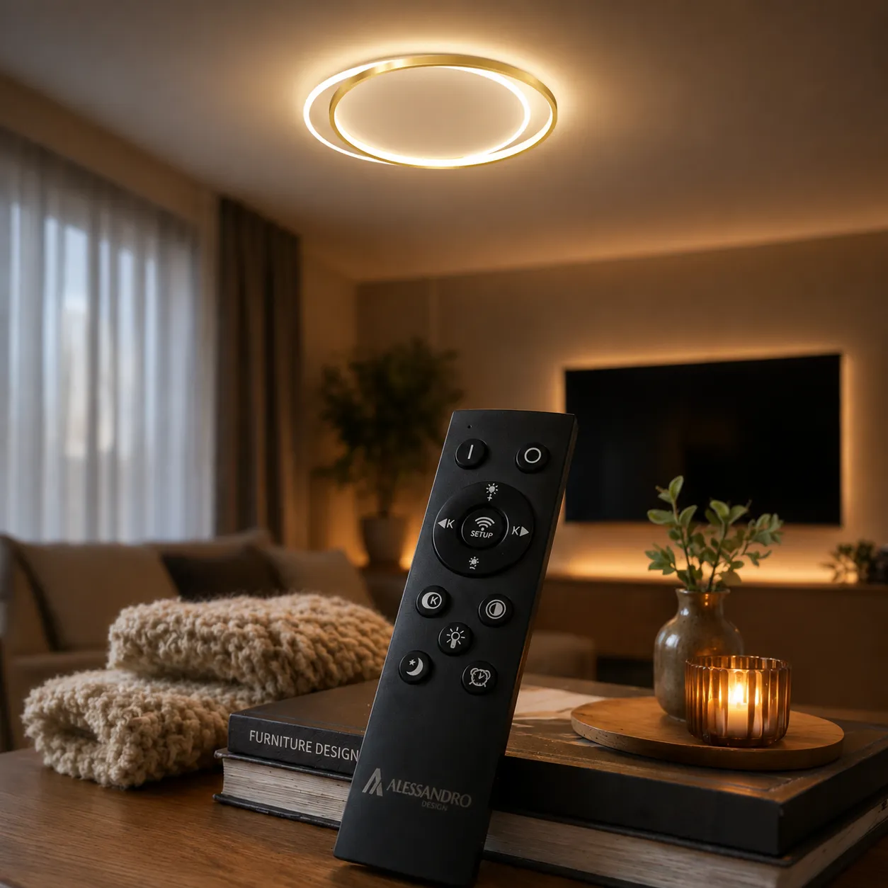 Alessandro Design SOLARA 51W Lustra LED Alba Aurie 2 Cercuri