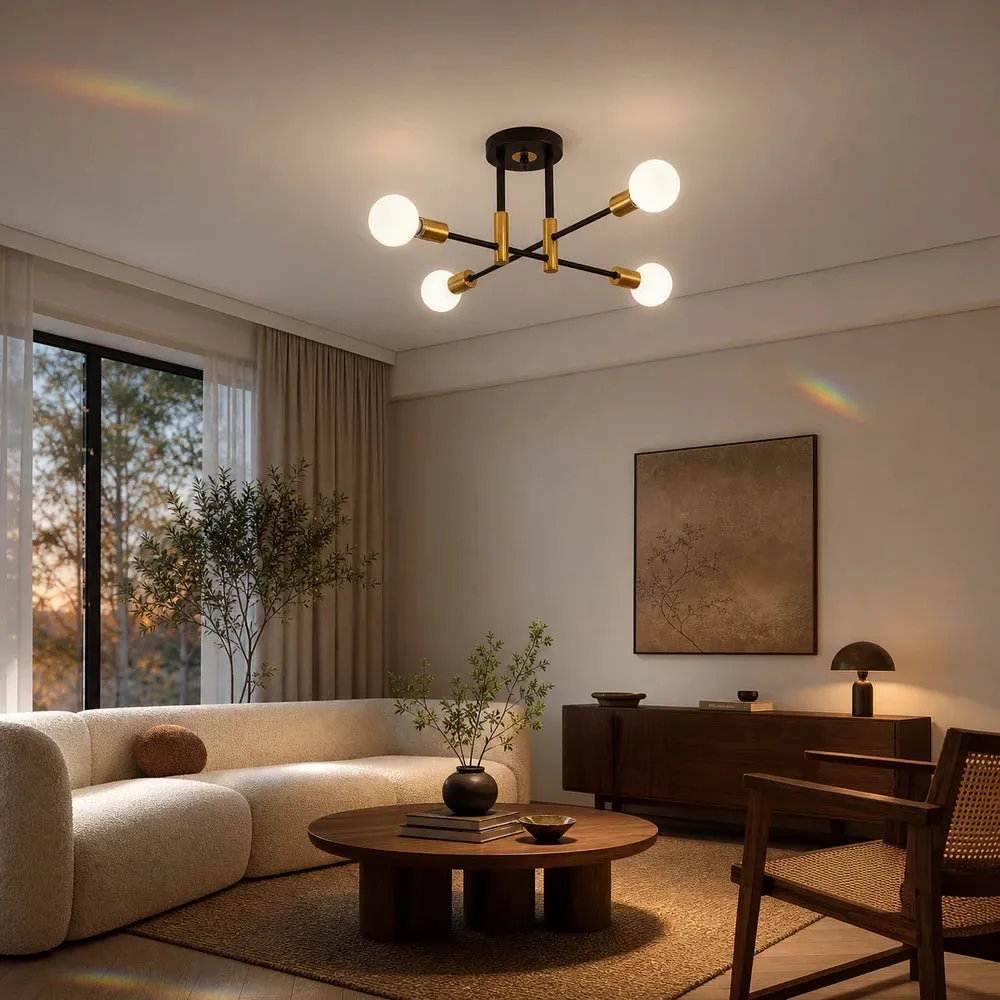 Alessandro Design Gentile lustră modernistă 4xE27 negru-auriu