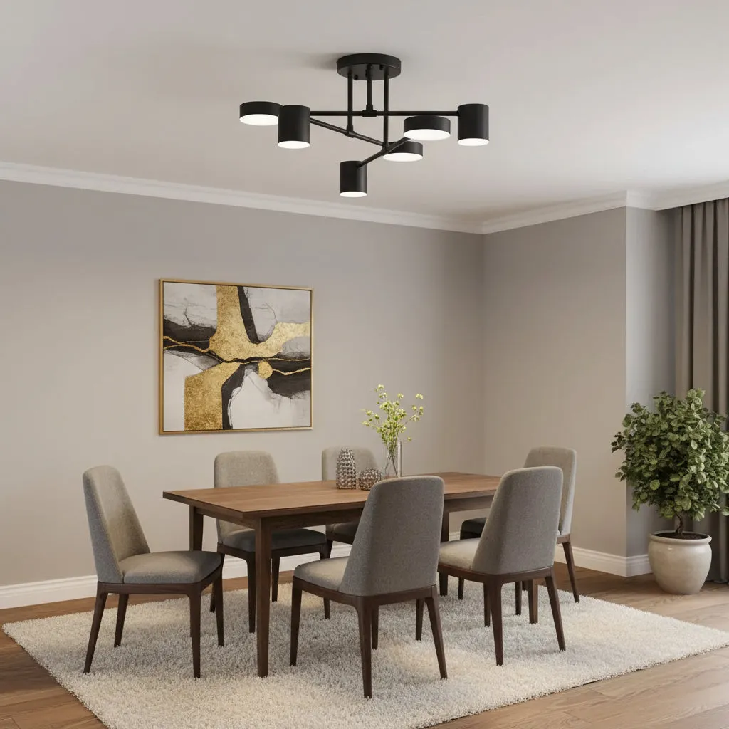 Alessandro Design Galios lustra LED neagra 26W 6 elemente
