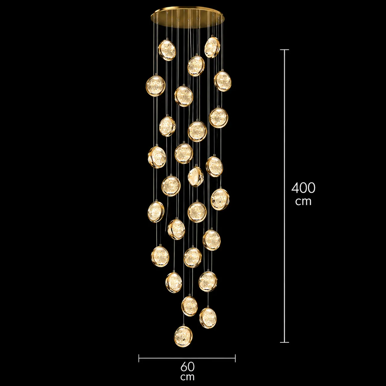 Alessandro Design Frame candelabru cristal LED 90W 60cm auriu