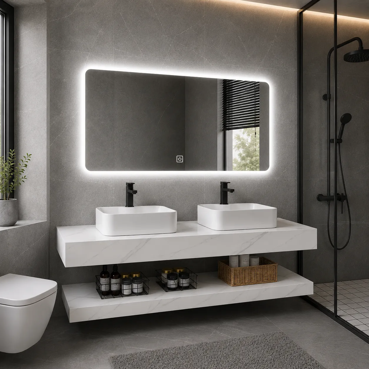 Alessandro Design Aven Duo set mobilier baie alb 140cm 3 piese
